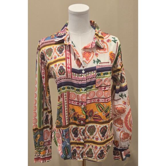 Calypso St. Barth Colorful Long Sleeve Button Down Shirt Womens Medium - Picture 2 of 9